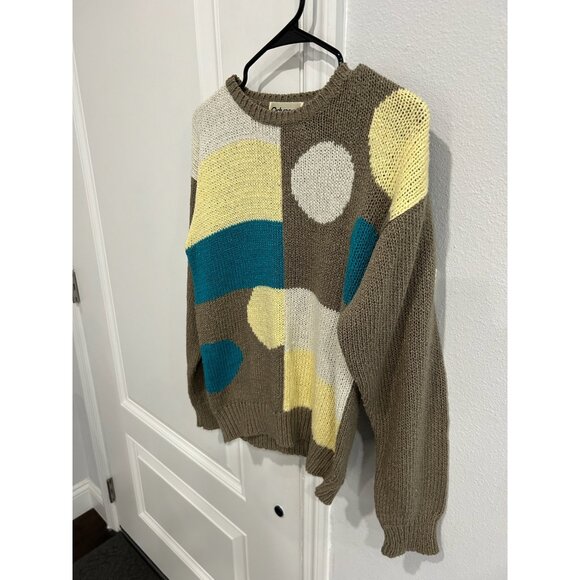 Odyssey Colorblock Crewneck Pullover Sweater Multicolor Sz Large Cozy Grannycore - Picture 3 of 9